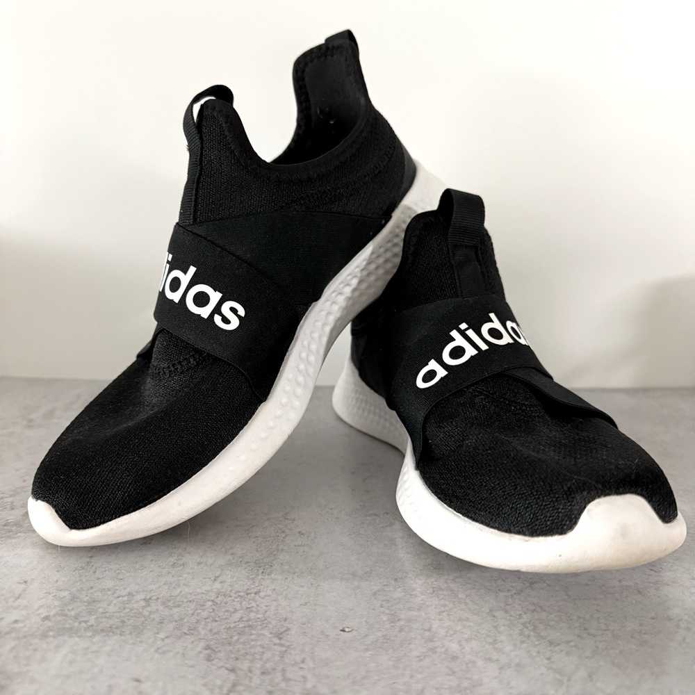 Adidas Cloudfoam Pure Core Black Slip On Sneakers Size 9 Like New